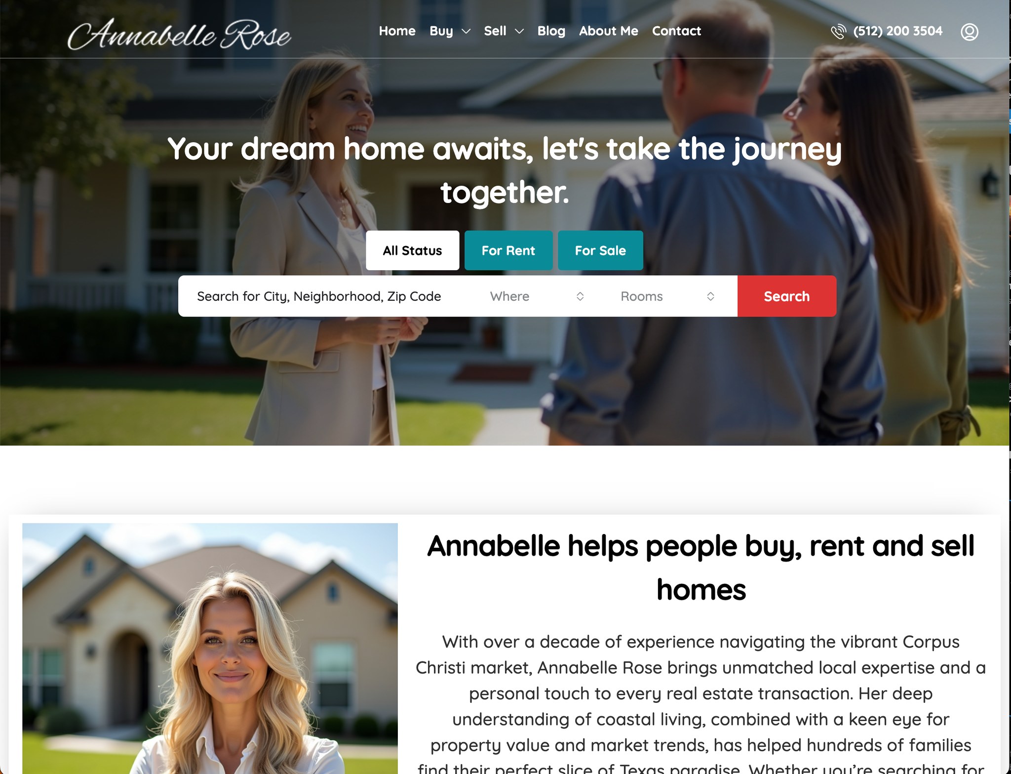 Annabelle Rose's website designed by goodtogo.dev