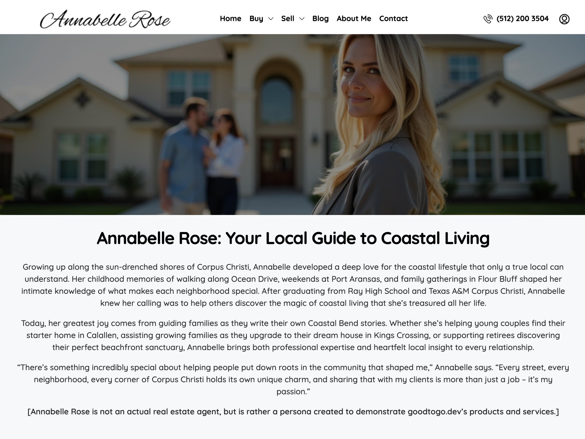 Annabelle Rose's website designed by goodtogo.dev